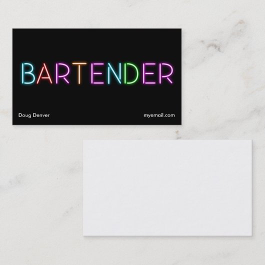 Neon bartender visitekaartjes (Voorkant / Achterkant)