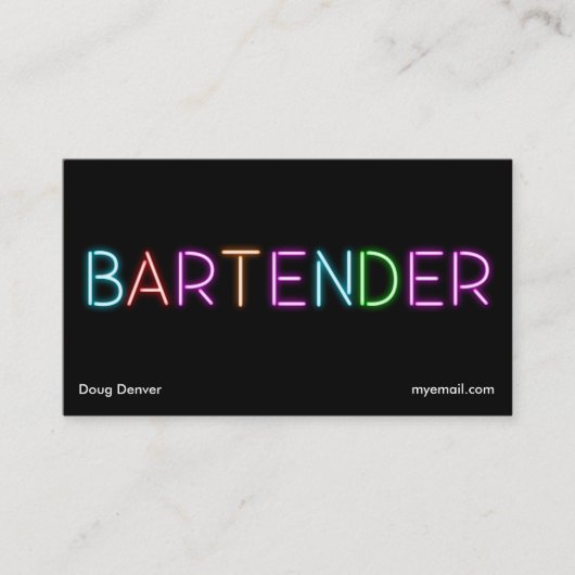 Neon bartender visitekaartjes (Voorkant)