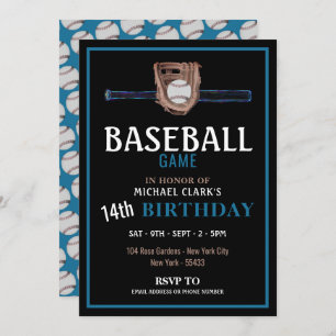 Neon Baseball Bat, Baseball Game Birthday Party Kaart