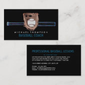 Neon Baseball Bat & Gear, Baseball Player, Coach Visitekaartje (Voorkant / Achterkant)