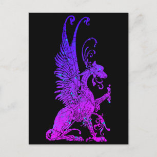 Neon Basilisk Monster Symbol Dragon Ancient Beast Briefkaart