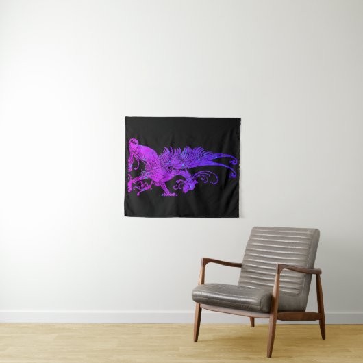 Neon Basilisk Monster Symbol Dragon Ancient Beast Wandkleed (In Situ (horizontaal))