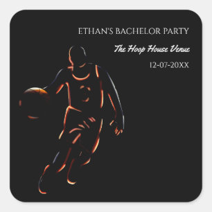 Neon Basketbal Champ Bachelor Verjaardag Party Spo Vierkante Sticker