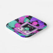 Neon Basketbal Sneakers & Paint Splatter Verjaarda Papieren Bordje (Gebogen)