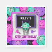 Neon Basketbal Sneakers & Paint Splatter Verjaarda Servet (Voorkant)