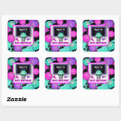 Neon Basketbal Sneakers & Paint Splatter Verjaarda Vierkante Sticker (Vel)