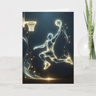 Neon Basketbal Speler Coach Dank u Kaart