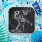 Neon Basketball Player Number 67 Papieren Bordje (Feest)