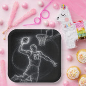 Neon Basketball Player Number 67 Papieren Bordje (Feest)