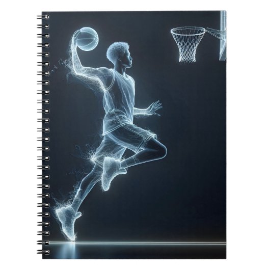 Neon basketbalspeler met lichte paden notitieboek (Voorkant)