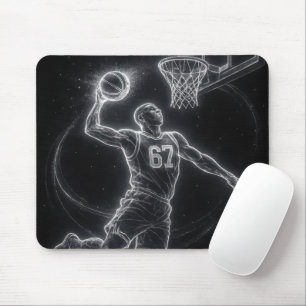 Neon Basketbalspeler Nummer 67 Muismat