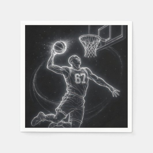 Neon Basketbalspeler Nummer 67 Servet (Voorkant)