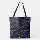 Neon Bats, Stars en Moons Halloween Canvas tas (Voorkant)