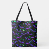 Neon Bats, Stars en Moons Halloween Canvas tas (Achterkant)