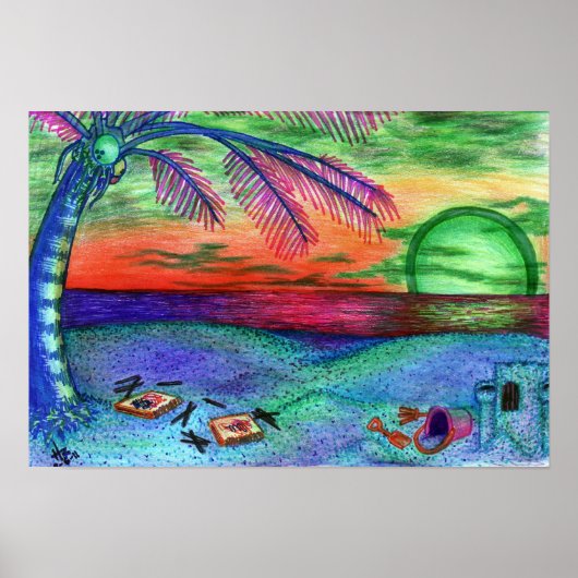"Neon Beach" Psychedelic 11x13 Wall Poster (Voorkant)