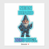 Neon Beard, Zero Bugs — Futuristic Gnome Sticker (Vel)