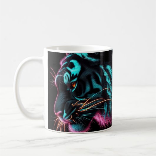 NEON BEAST IN DE DARK TIGER DESIGN KOFFIE MOK (Links)
