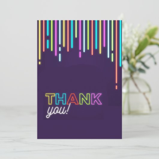 Neon bedankkaart kaart (Staand voorkant)