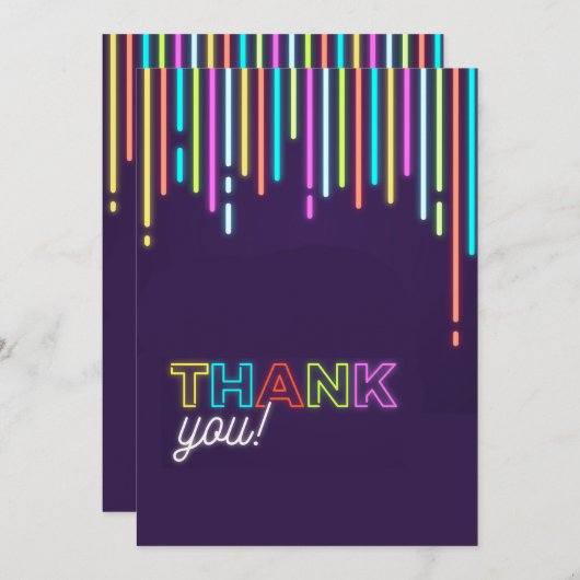 Neon bedankkaart kaart (Voorkant / Achterkant)