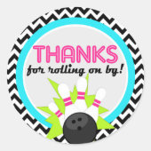 Neon Bedankt voor Rolling On By Bowling Stickers (Voorkant)