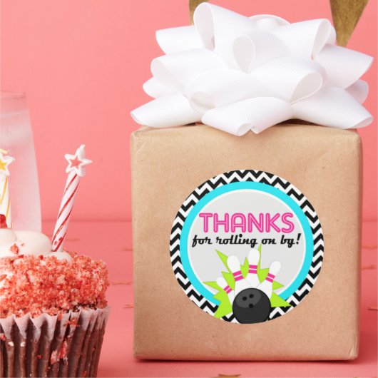 Neon Bedankt voor Rolling On By Bowling Stickers (Feest)