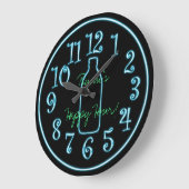 Neon Beer Bottle Add Name Happy Hour Clock Grote Klok (Hoek)