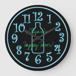 Neon Beer Bottle Add Name Happy Hour Clock Grote Klok