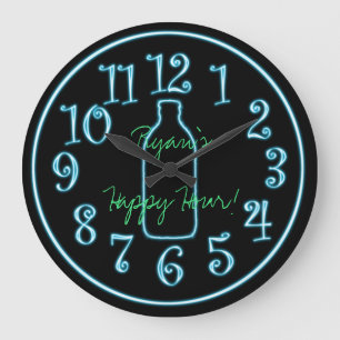 Neon Beer Bottle Add Name Happy Hour Clock Grote Klok