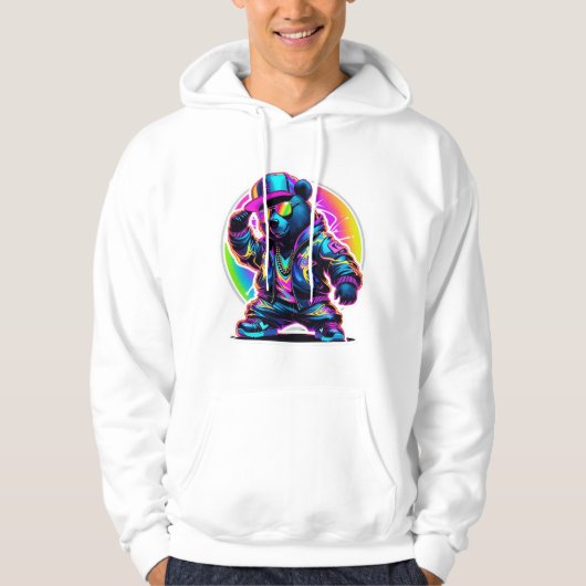Neon Beer Glow: Levendige Retro Streetwear Hoodie (Voorkant)