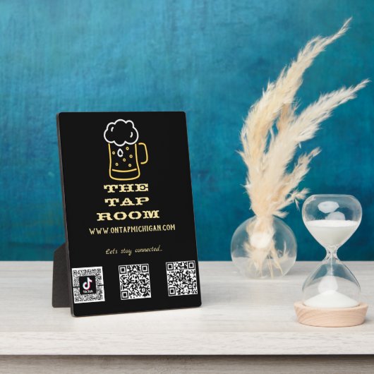 Neon Beer Mok Social Media QR Codes Plaque Fotoplaat (Zijkant)