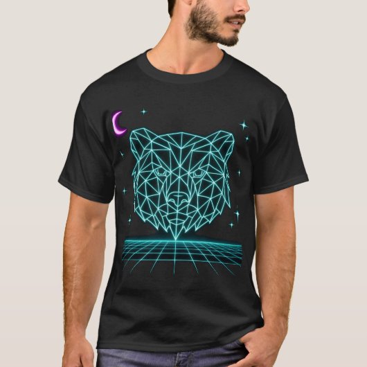 Neon Beer Synthwave - Retro Bos Beest T-shirt (Voorkant)