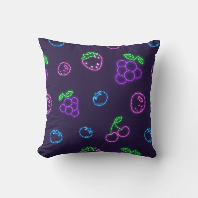 Neon Berry Patroon Vierkante Worp Kussen (Voorkant)