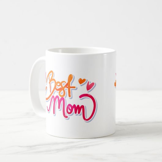 Neon Best mam Graffiti Text met hart Koffiemok (Voorkant links)