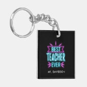 Neon | Beste leraar ooit Monogram Bedankt Sleutelhanger (Voorkant Links)