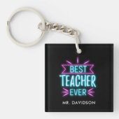 Neon | Beste leraar ooit Monogram Bedankt Sleutelhanger (Voorkant)