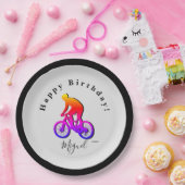 Neon Bicycle Rider Happy Birthday Paper Bord (Feest)
