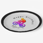 Neon Bicycle Rider Happy Birthday Paper Bord (Gekanteld)