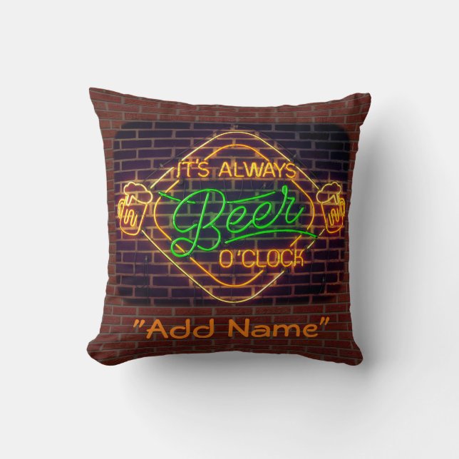 Neon Bierbar Bord Decorative Worp Kussen Mancave (Voorkant)