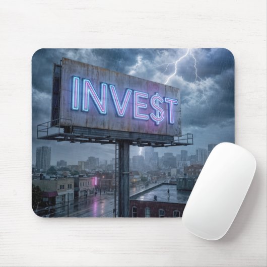 Neon Billboard met INVEST-tekst Muismat (Met muis)