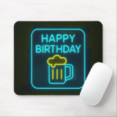 Neon Birthday Beer Mok op zwart Muismat (Met muis)