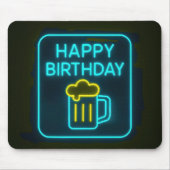 Neon Birthday Beer Mok op zwart Muismat (Voorkant)