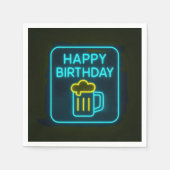 Neon Birthday Beer Mok op zwart Servet (Voorkant)