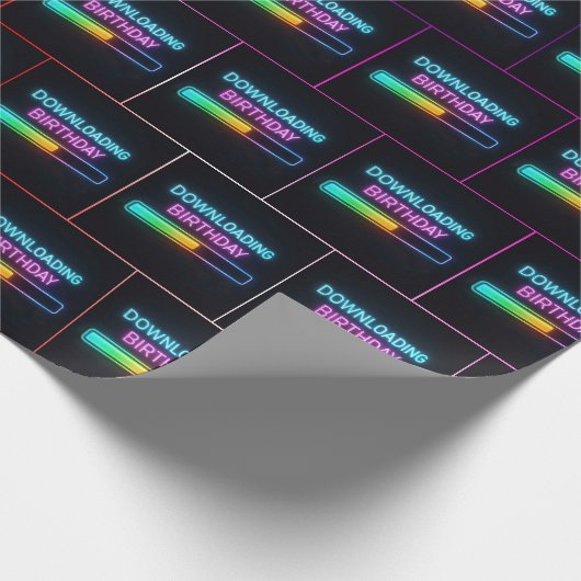 Neon Birthday Computer Downloading Bar Cadeaupapier (Hoek)