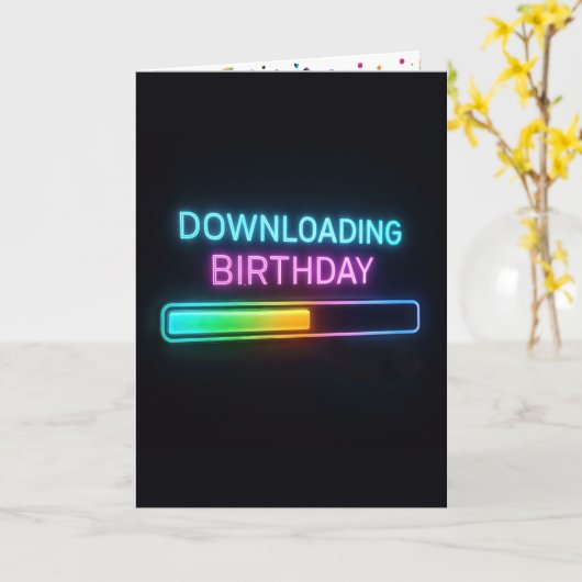 Neon Birthday Computer Downloading Bar Kaart (Gele Bloem)