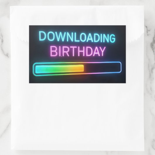 Neon Birthday Computer Downloading Bar Rechthoekige Sticker (Tas)
