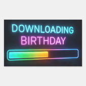 Neon Birthday Computer Downloading Bar Rechthoekige Sticker (Voorkant)