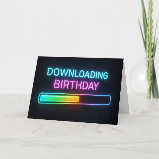 Neon Birthday Computer Loading Bar Kaart (Voorkant)