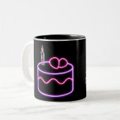 Neon birthday mug tweekleurige koffiemok (Voorkant links)