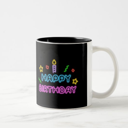 Neon birthday mug tweekleurige koffiemok (Rechts)
