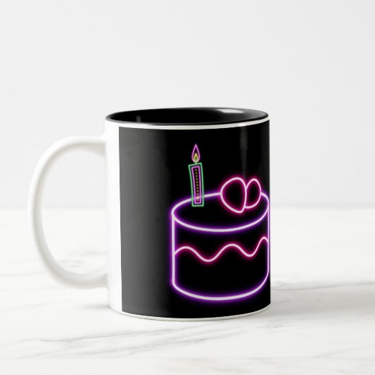 Neon birthday mug tweekleurige koffiemok (Links)